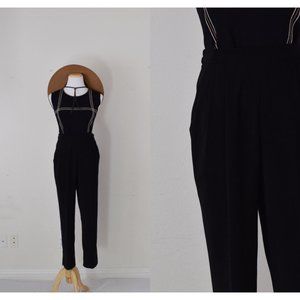 Vintage 80s Black Pleated Polyester/Spandex  pants size 6P | 24-30‎ waist